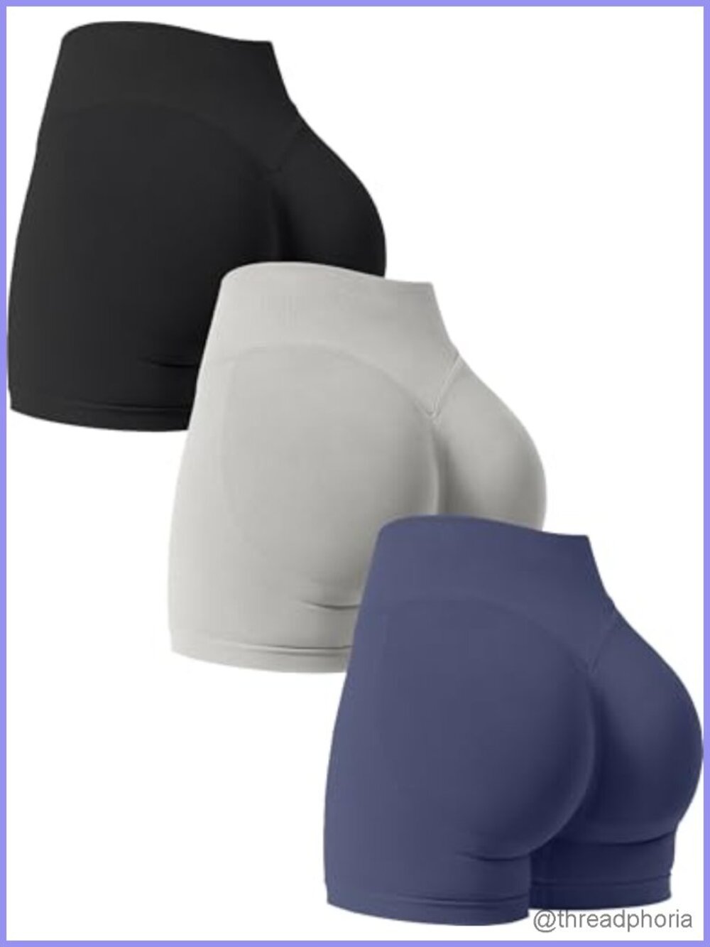 High Waisted Scrunch Butt Lifting Seamless Biker Shorts for Women 3 Pack